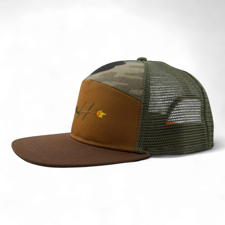 OMH 7-Panel Trucker Hat - Backwoods Blaze - Embroidery